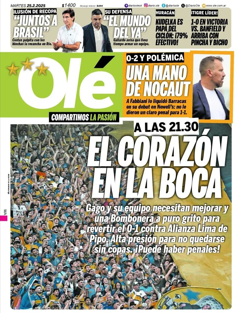 anteprima della prima pagina di ol del 25/02/2025