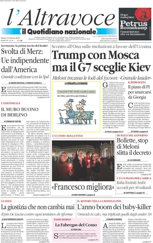 anteprima della prima pagina di il-quotidiano-del-sud-laltravoce del 25/02/2025