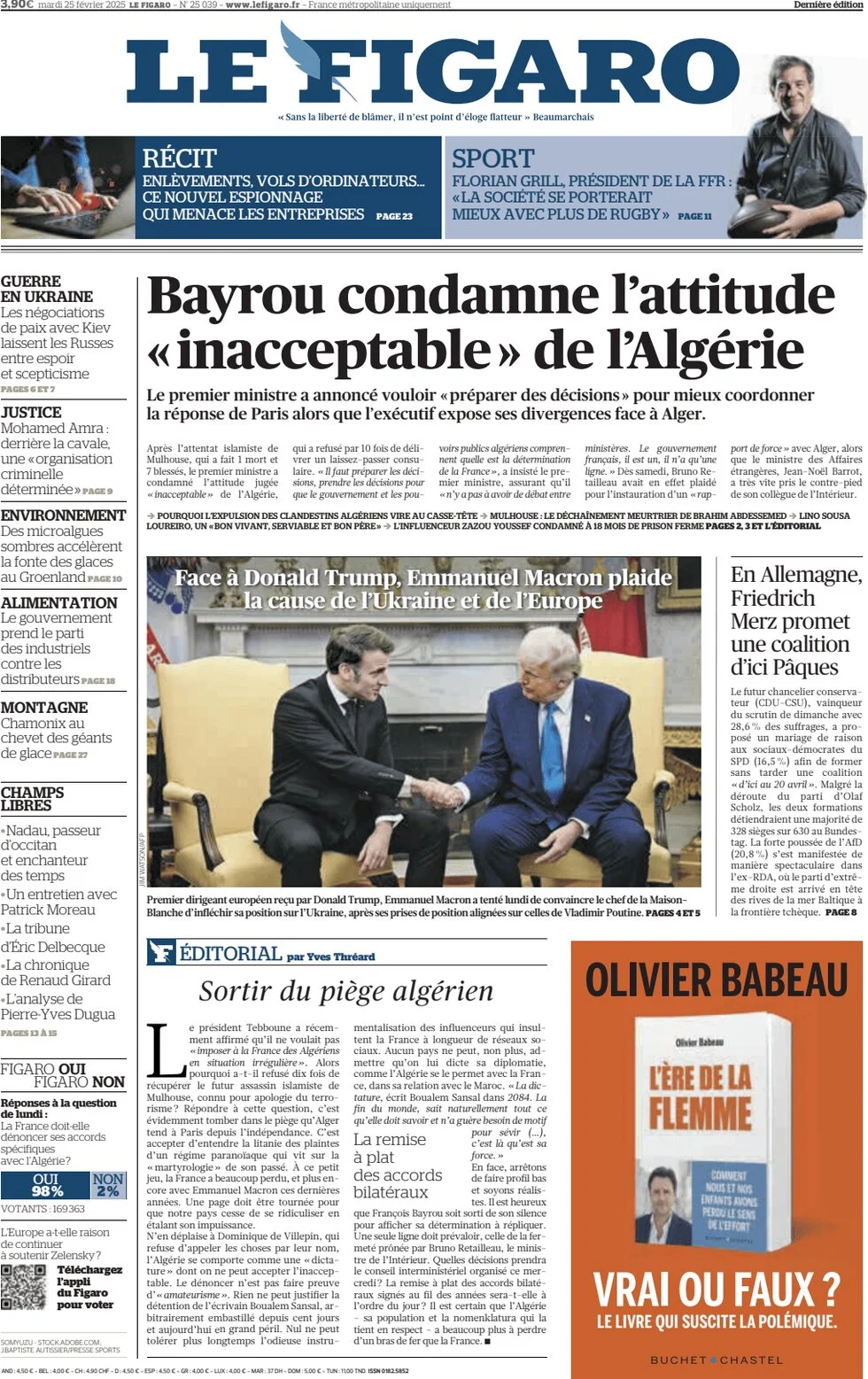 anteprima della prima pagina di le-figaro del 25/02/2025