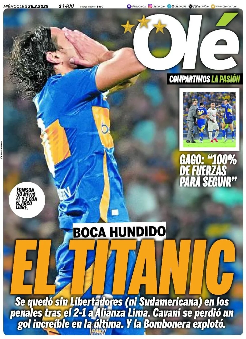 anteprima della prima pagina di ol del 26/02/2025