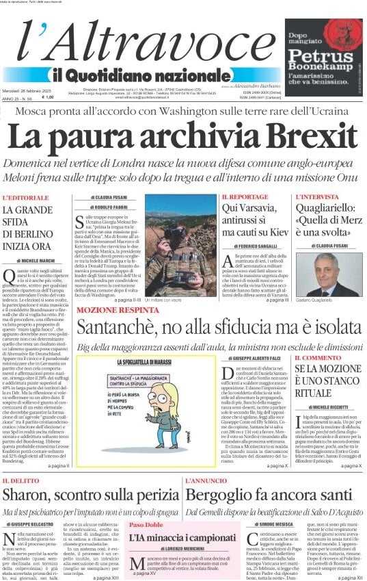 anteprima della prima pagina di il-quotidiano-del-sud-laltravoce del 26/02/2025