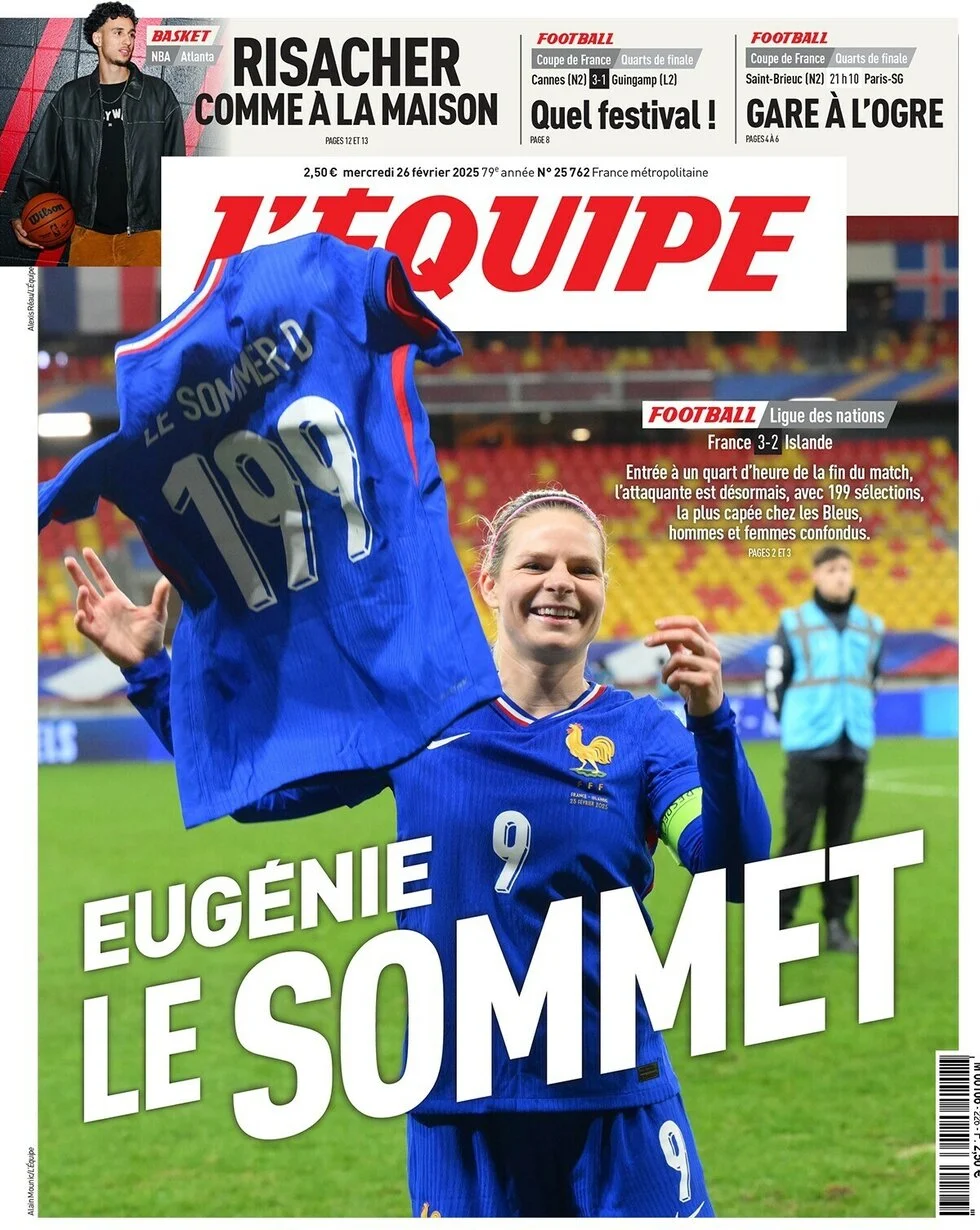 anteprima della prima pagina di lequipe del 26/02/2025