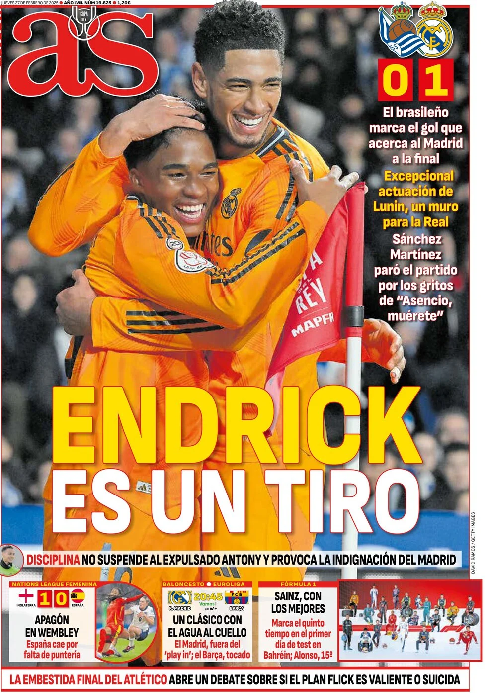 anteprima della prima pagina di as-madrid del 27/02/2025