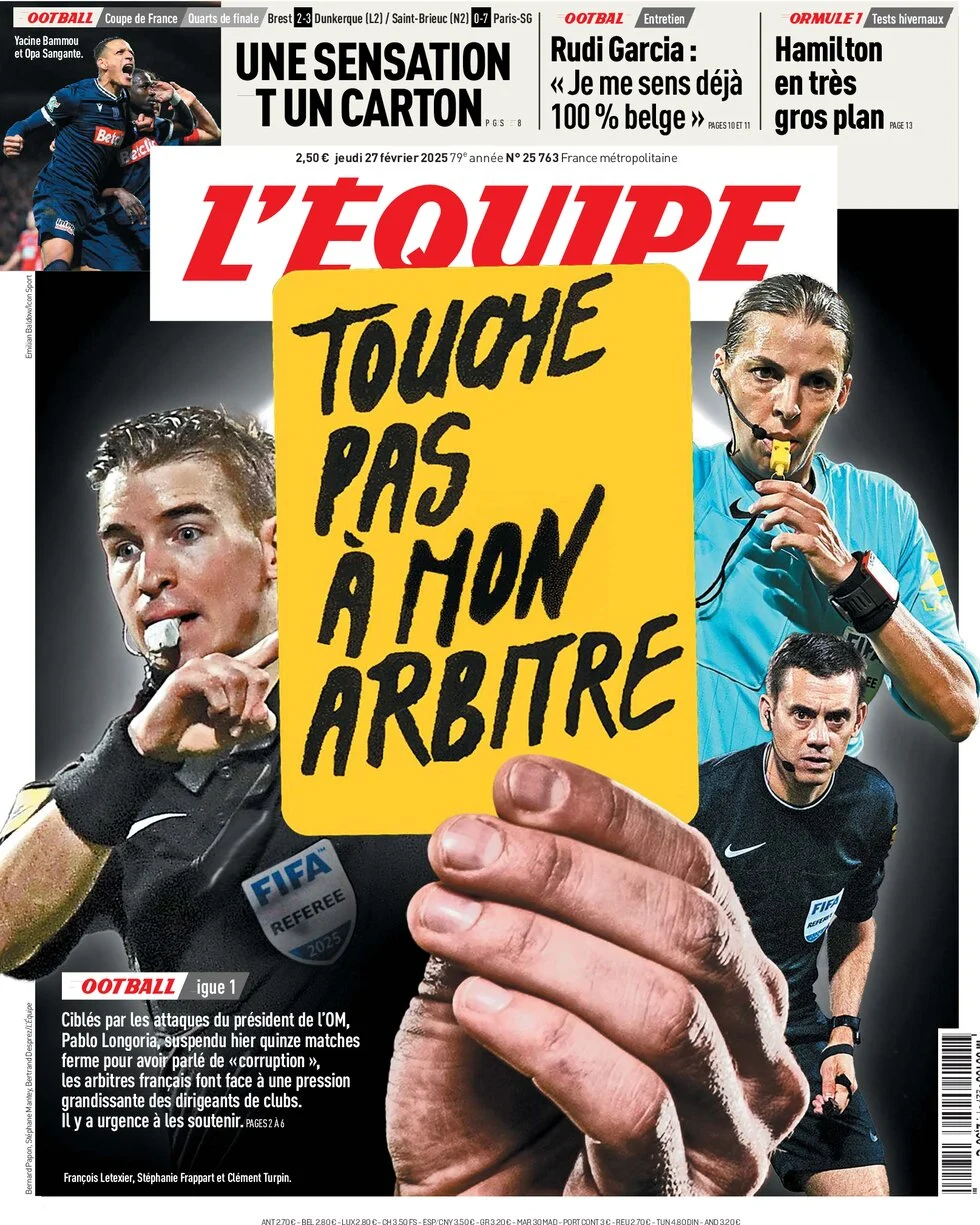 anteprima della prima pagina di lequipe del 27/02/2025