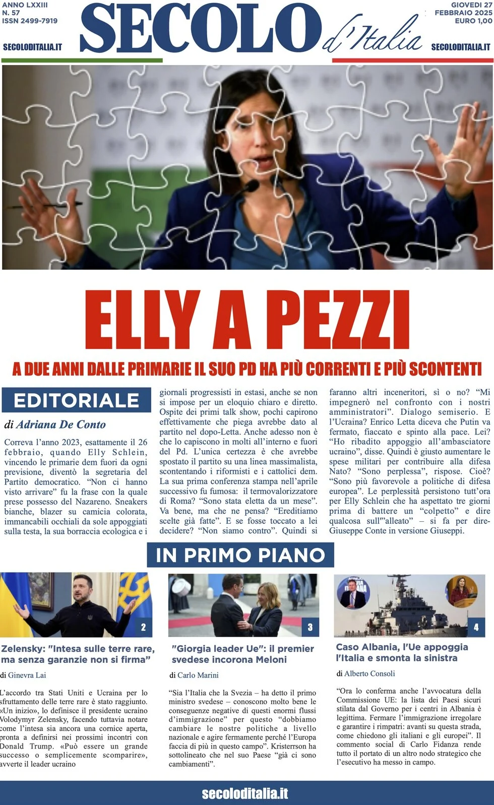 anteprima della prima pagina di secolo-ditalia del 27/02/2025
