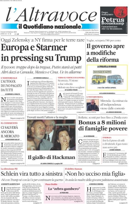 anteprima della prima pagina di il-quotidiano-del-sud-laltravoce del 28/02/2025
