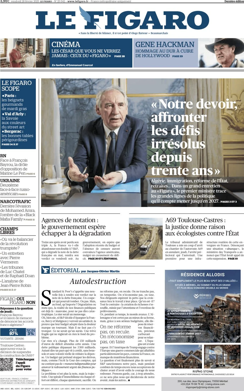 anteprima della prima pagina di le-figaro del 28/02/2025