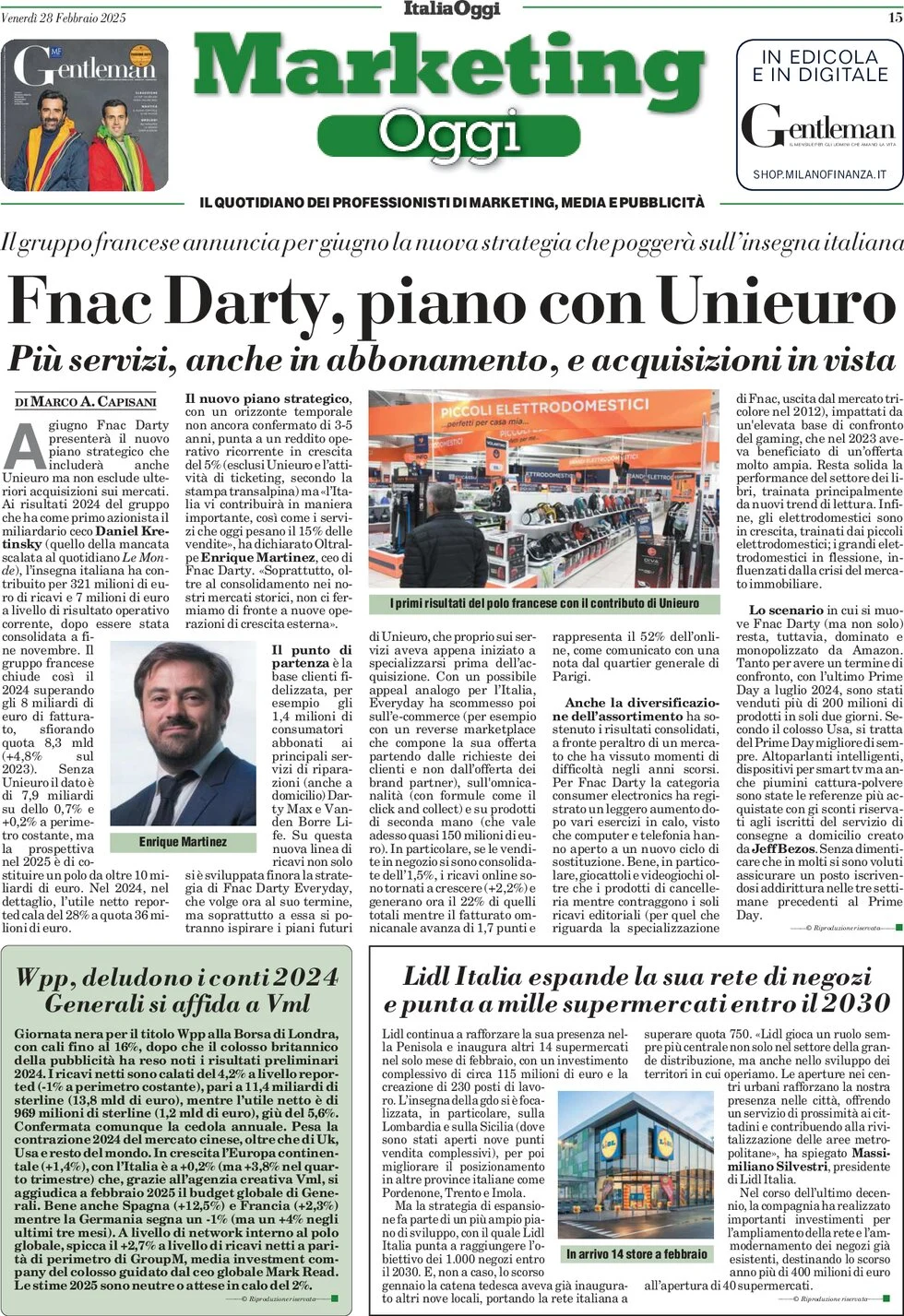anteprima della prima pagina di marketing-oggi del 28/02/2025