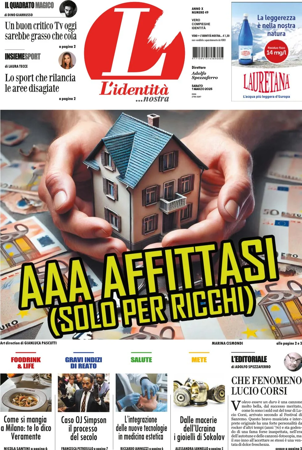 anteprima della prima pagina di lidentit del 01/03/2025