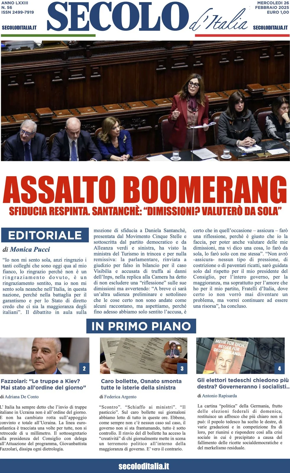 anteprima della prima pagina di secolo-ditalia del 01/03/2025