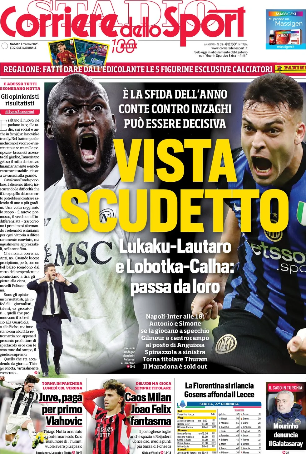 anteprima della prima pagina di corriere-dello-sport del 01/03/2025