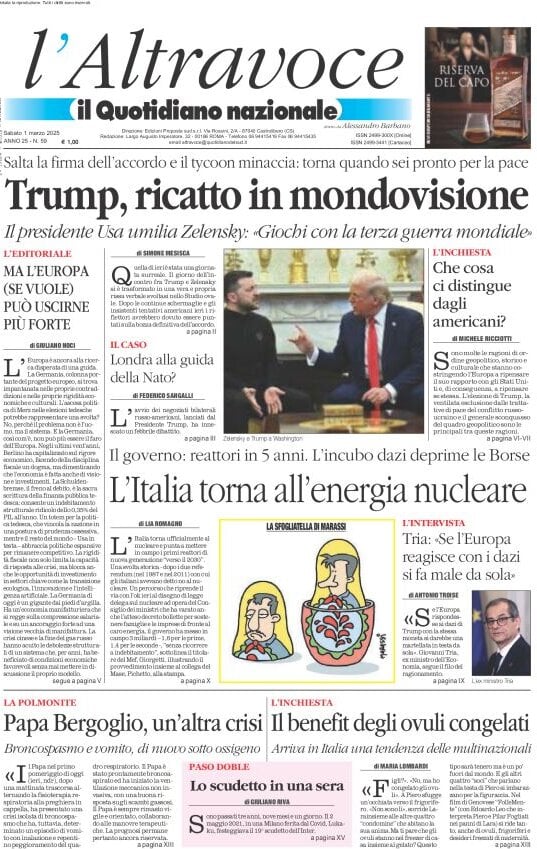 anteprima della prima pagina di il-quotidiano-del-sud-laltravoce del 01/03/2025