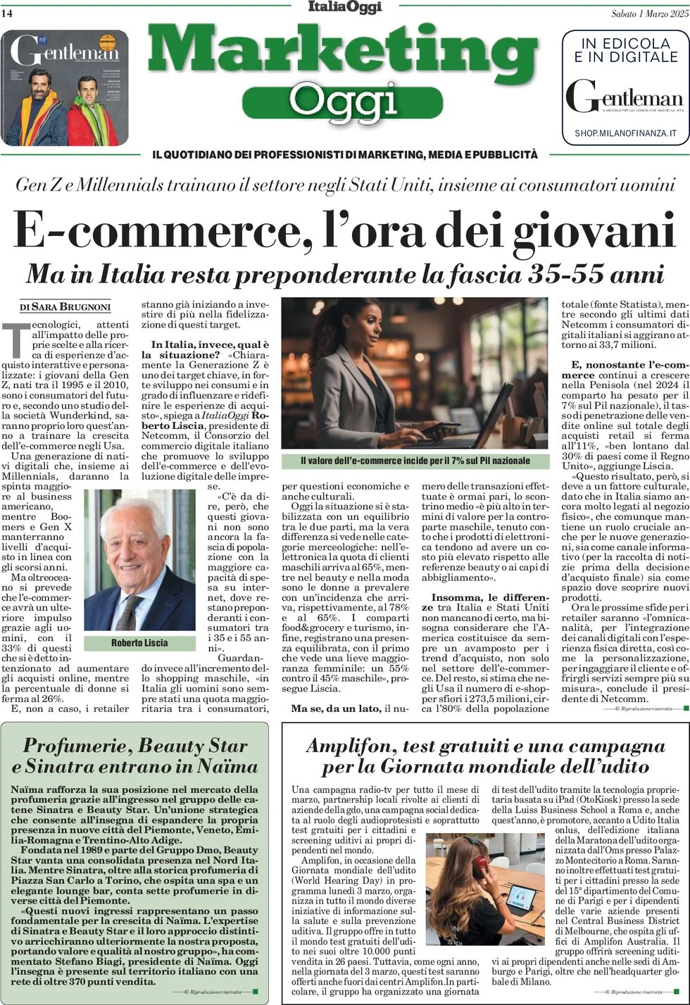 anteprima della prima pagina di marketing-oggi del 01/03/2025