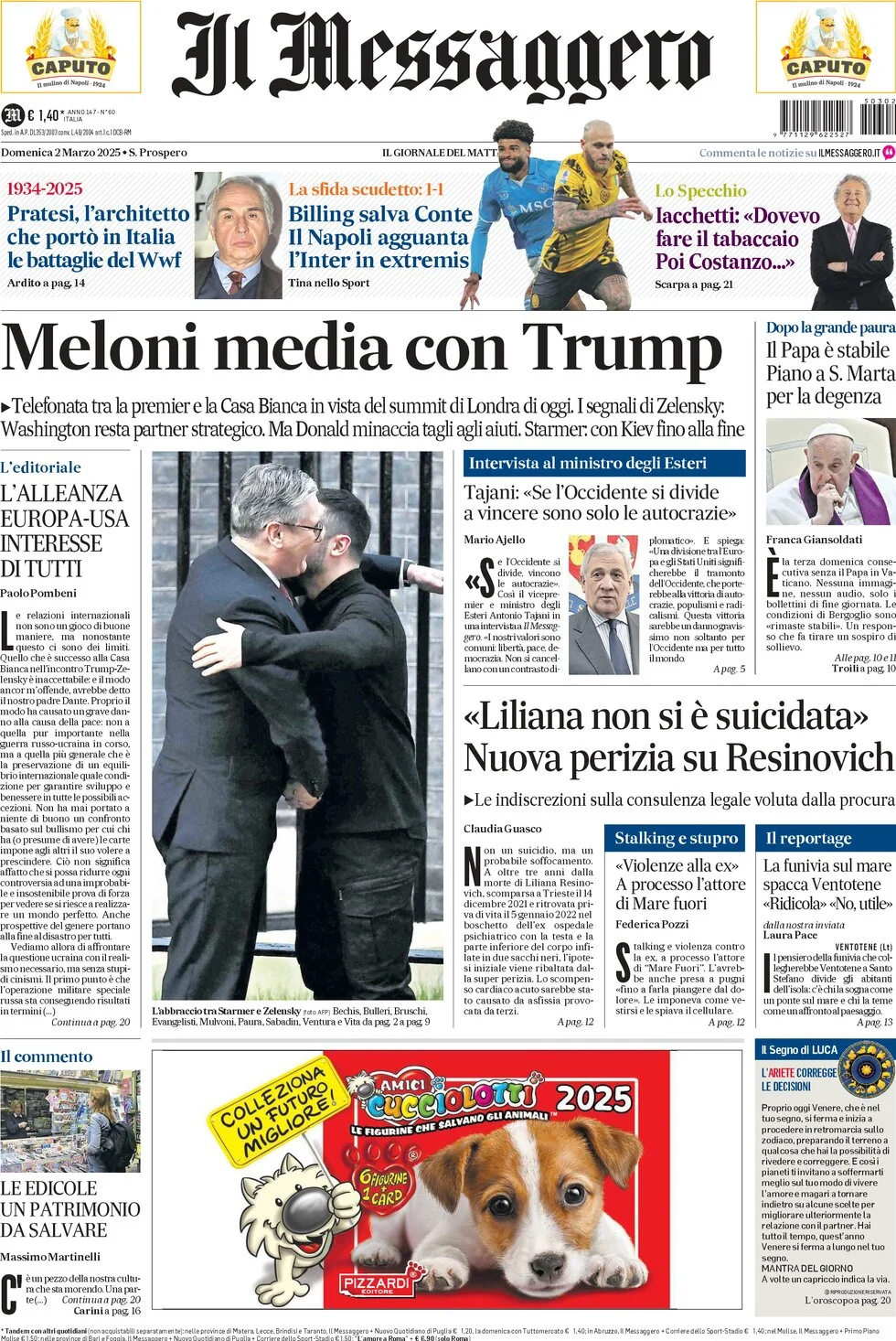 anteprima della prima pagina di il-messaggero del 02/03/2025