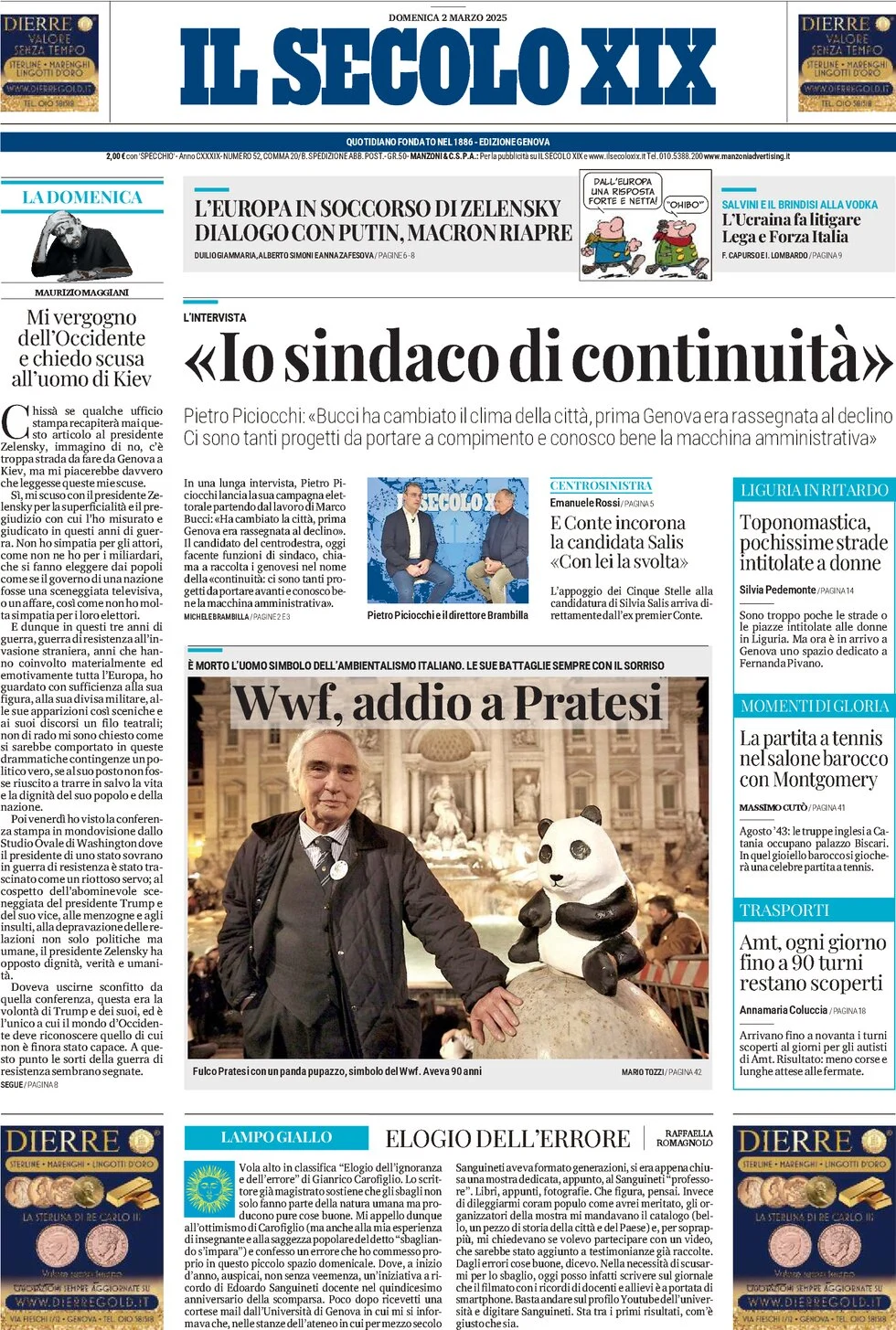 anteprima della prima pagina di il-secolo-xix del 02/03/2025