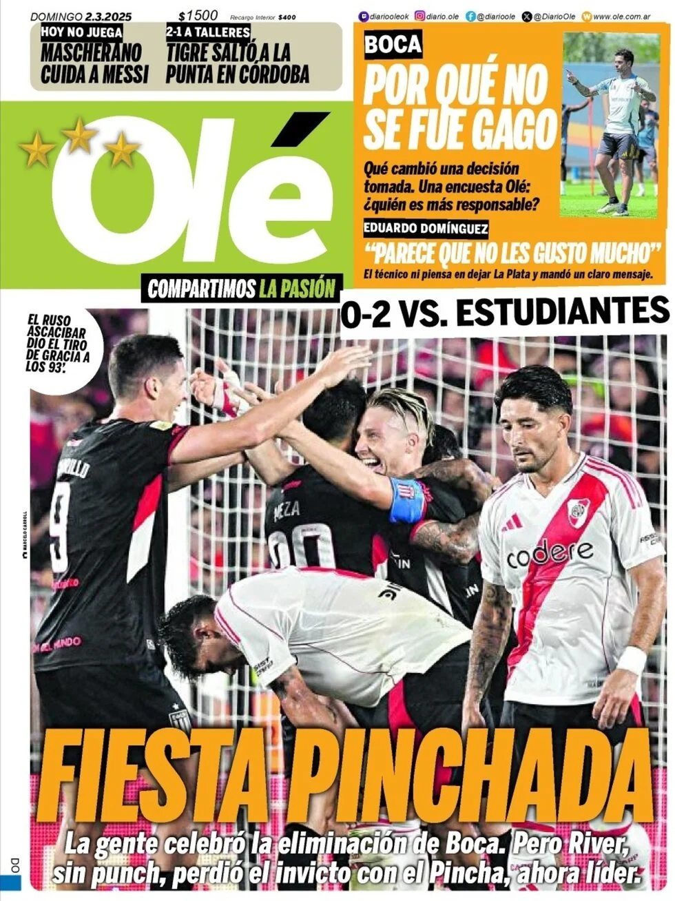 anteprima della prima pagina di ol del 02/03/2025