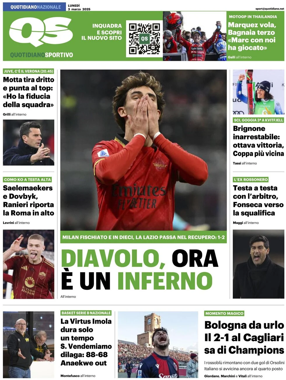 anteprima della prima pagina di qs-quotidiano-sportivo del 03/03/2025