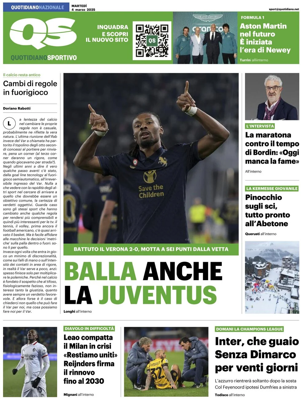 anteprima della prima pagina di qs-quotidiano-sportivo del 04/03/2025