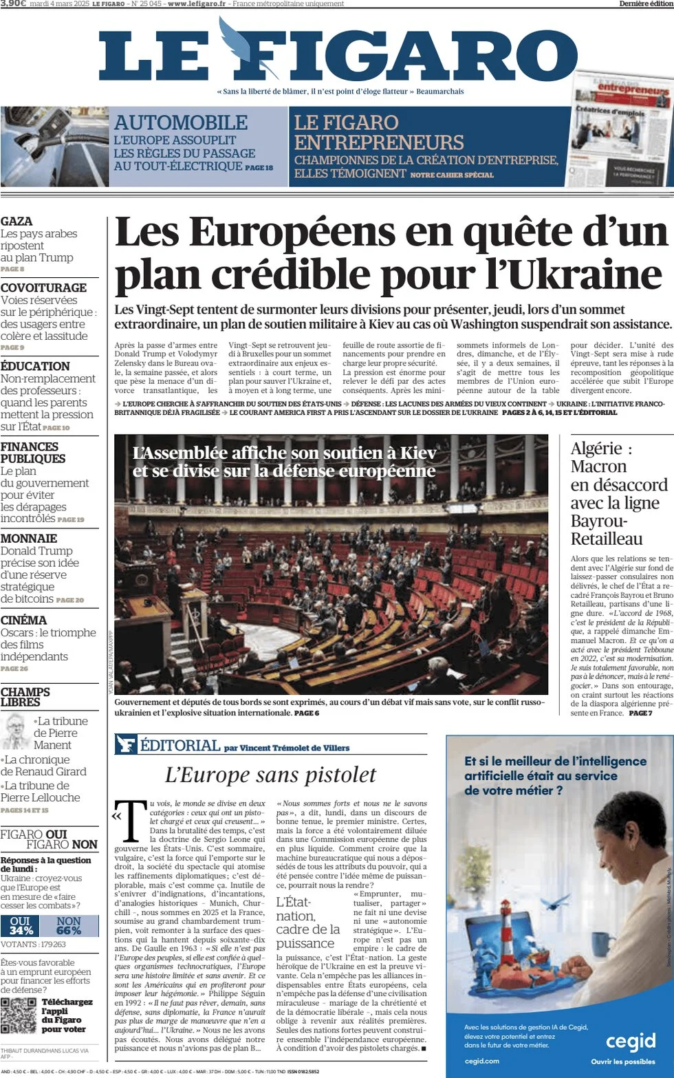 anteprima della prima pagina di le-figaro del 04/03/2025