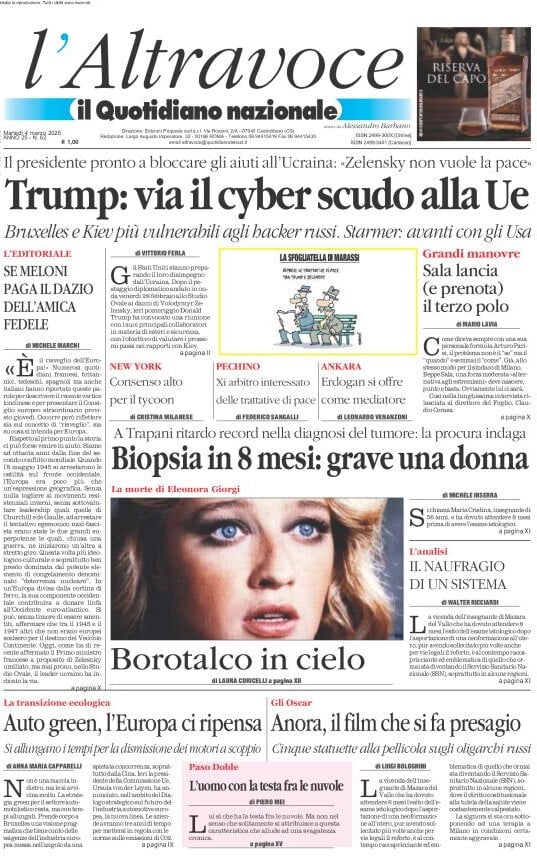 anteprima della prima pagina di il-quotidiano-del-sud-laltravoce del 04/03/2025