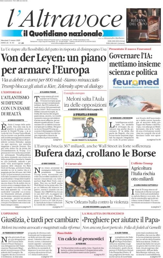 anteprima della prima pagina di il-quotidiano-del-sud-laltravoce del 05/03/2025
