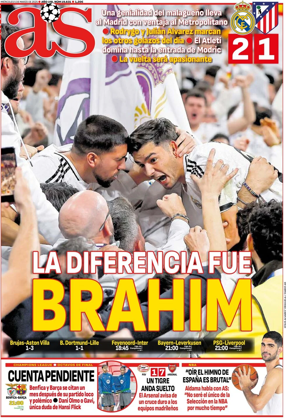 anteprima della prima pagina di as-madrid del 05/03/2025