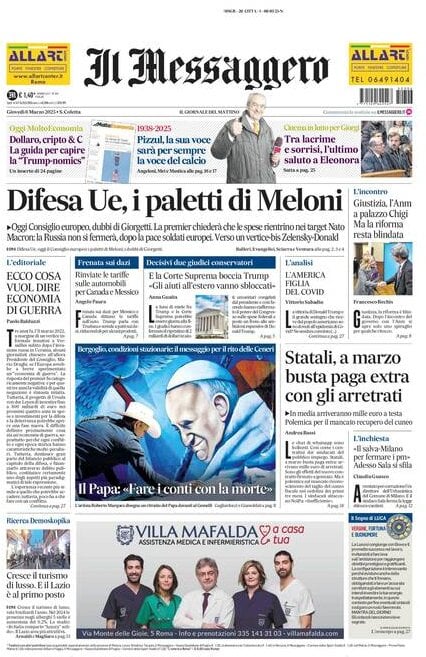anteprima della prima pagina di il-messaggero del 06/03/2025