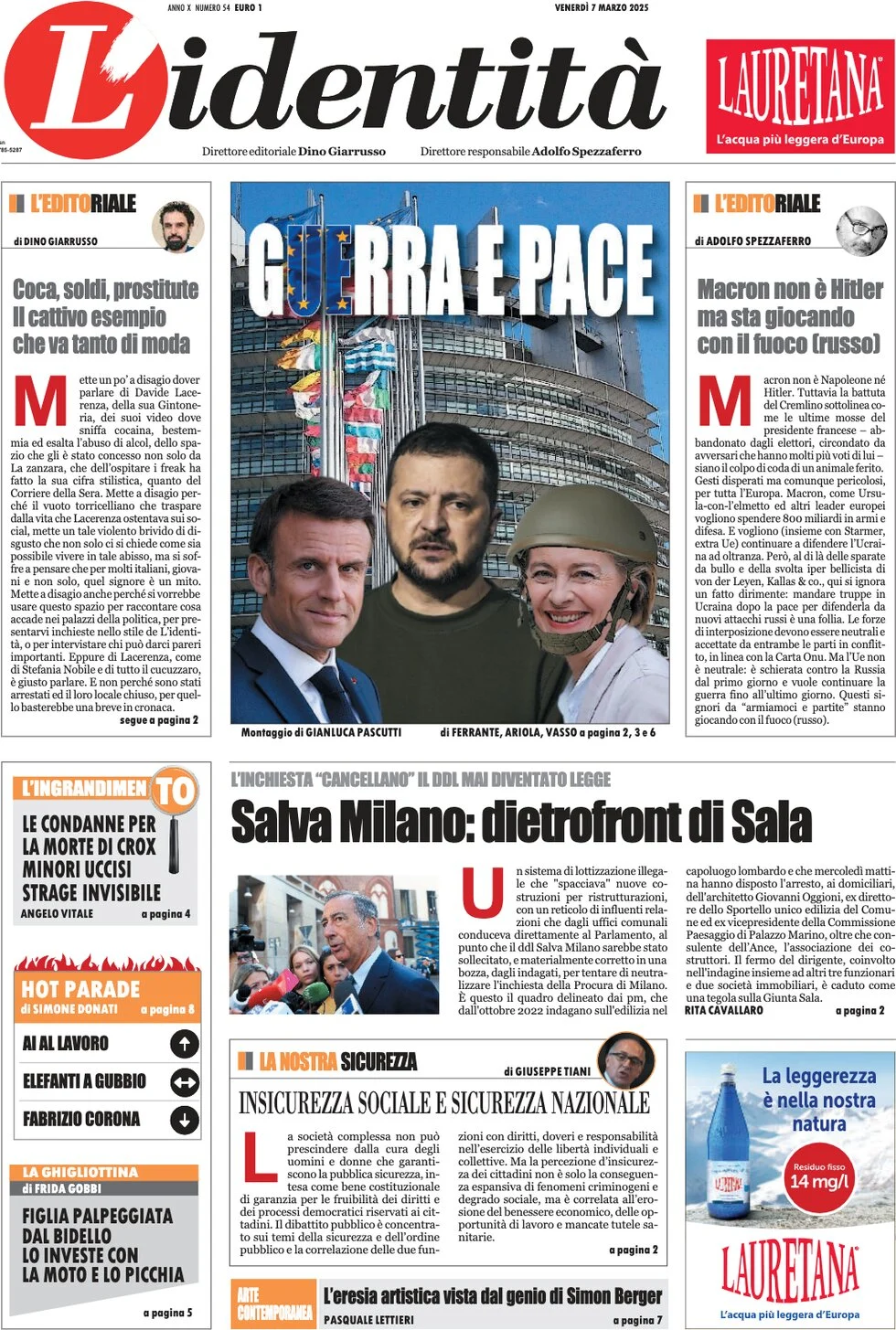 anteprima della prima pagina di lidentit del 06/03/2025