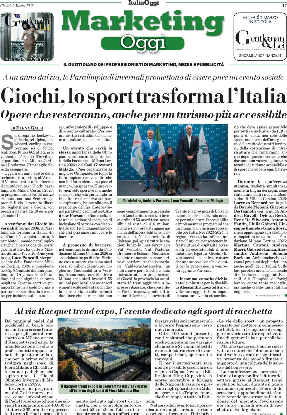 anteprima della prima pagina di marketing-oggi del 06/03/2025