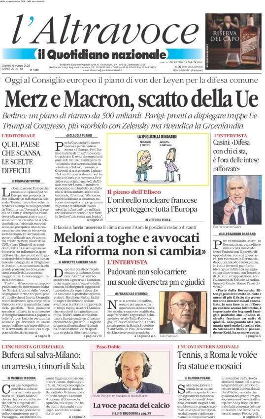 anteprima della prima pagina di il-quotidiano-del-sud-laltravoce del 06/03/2025