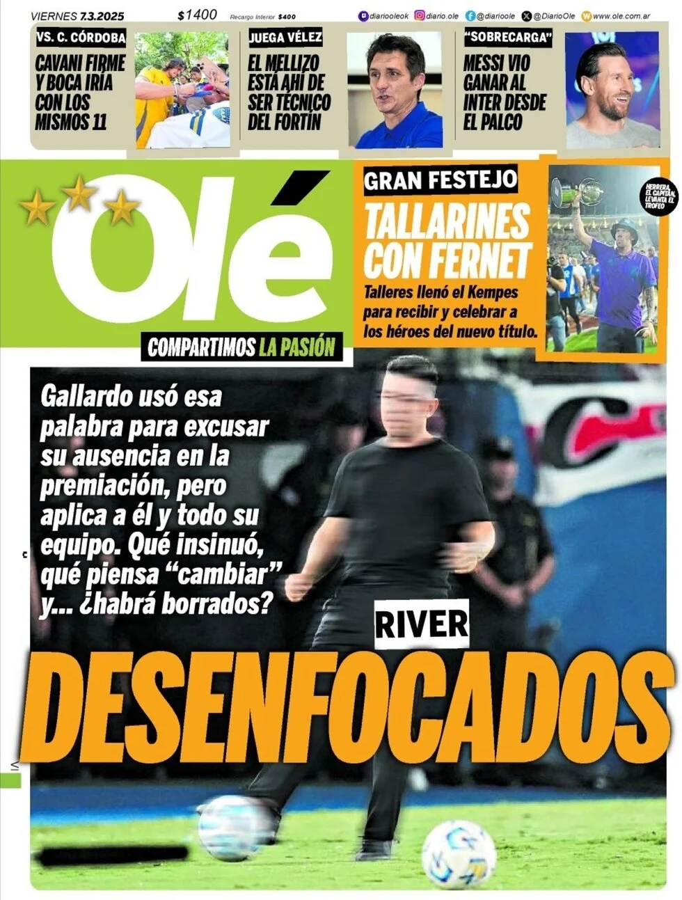 anteprima della prima pagina di ol del 07/03/2025