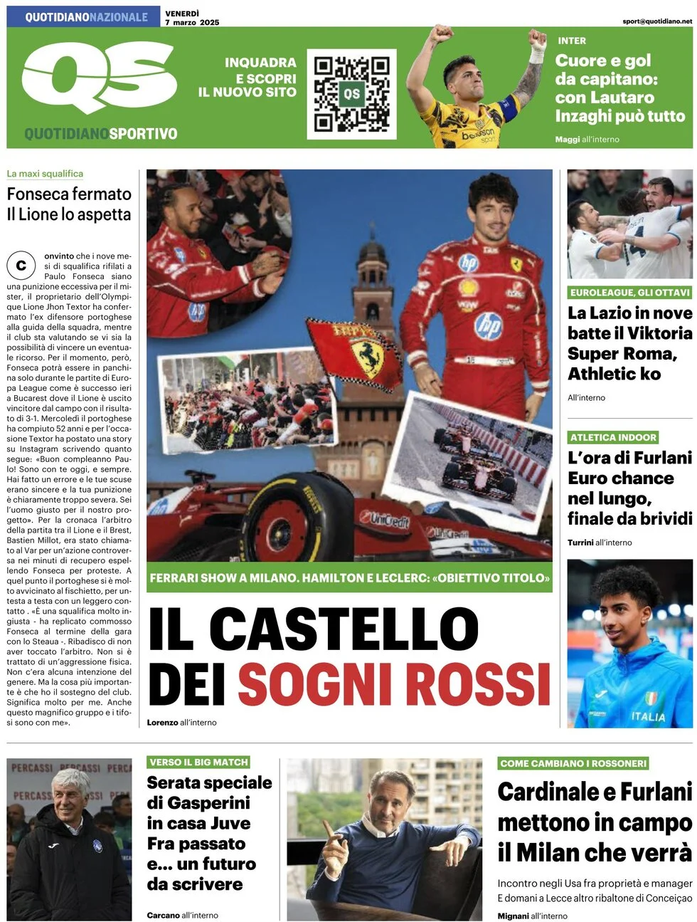 anteprima della prima pagina di qs-quotidiano-sportivo del 07/03/2025