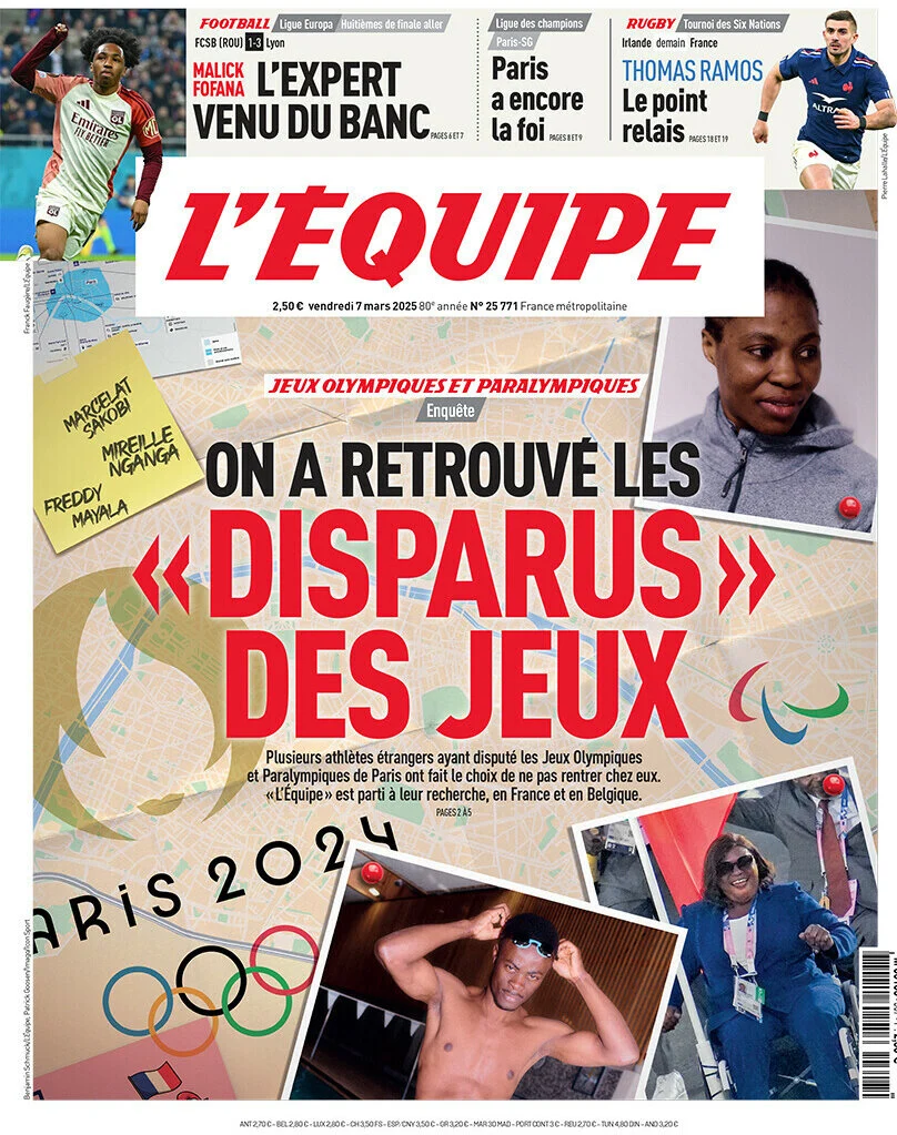 anteprima della prima pagina di lequipe del 07/03/2025
