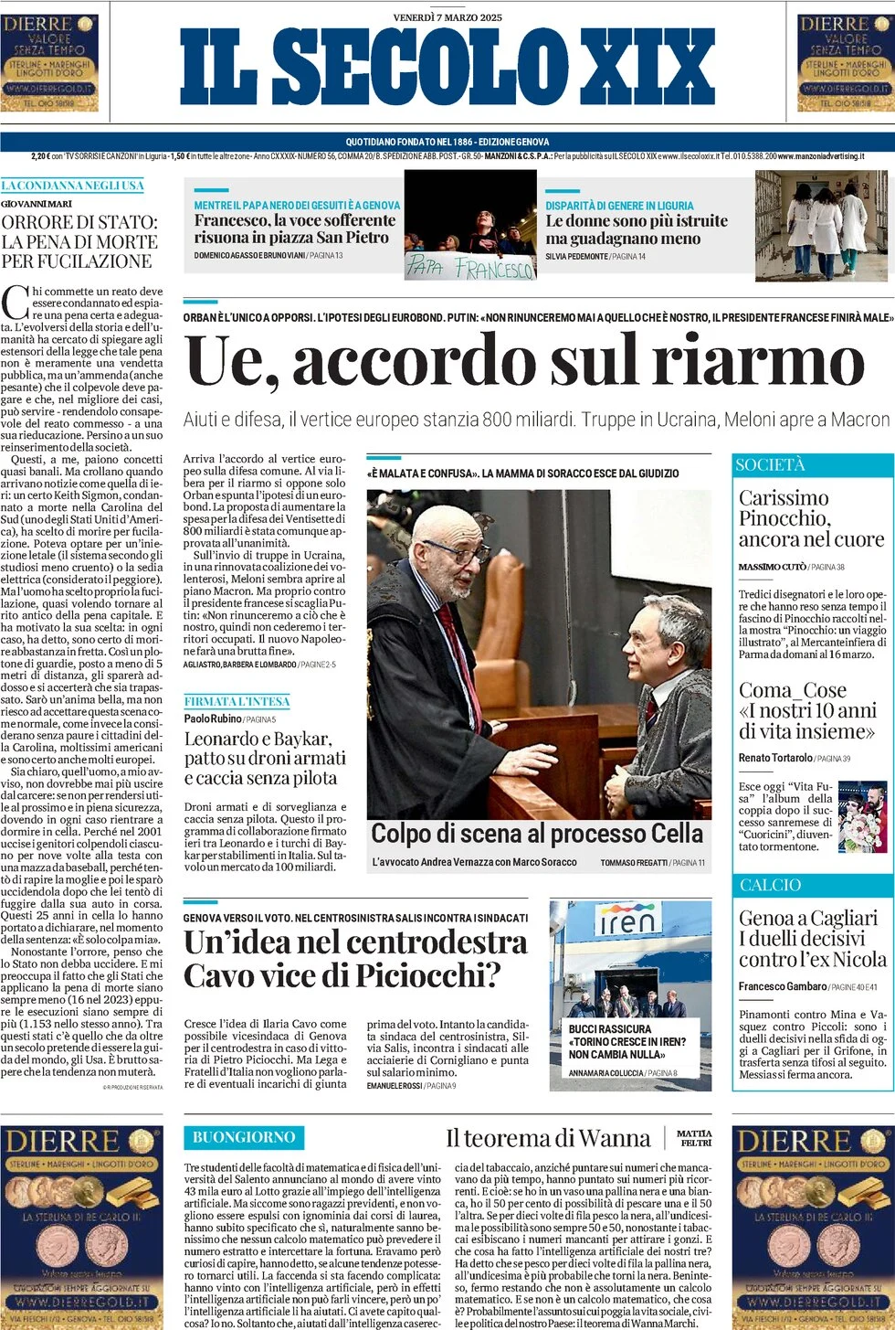 anteprima della prima pagina di il-secolo-xix del 07/03/2025