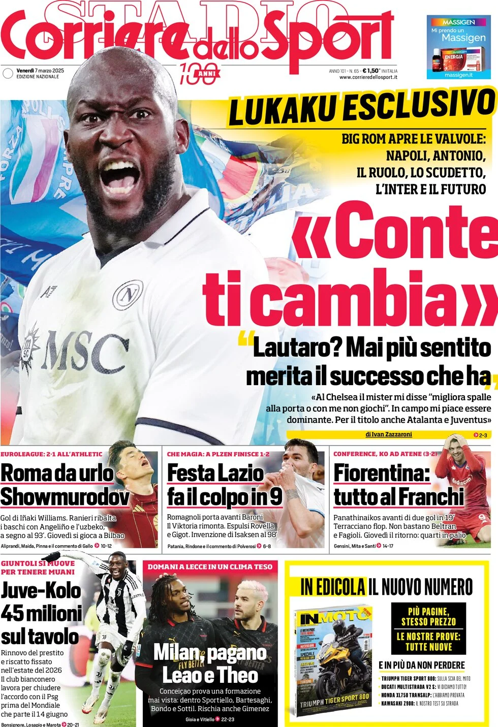 anteprima della prima pagina di corriere-dello-sport del 07/03/2025