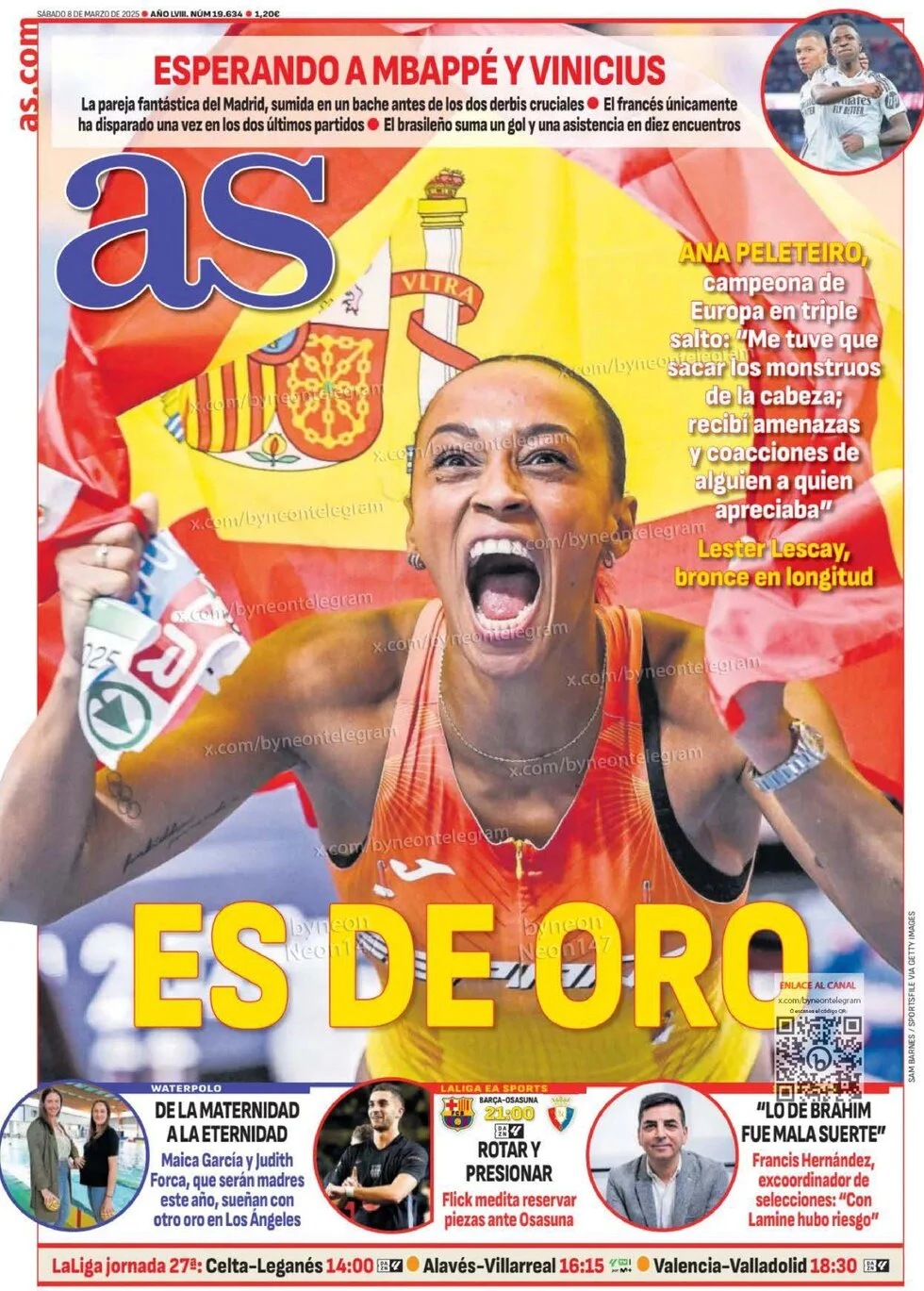 anteprima della prima pagina di as-madrid del 08/03/2025