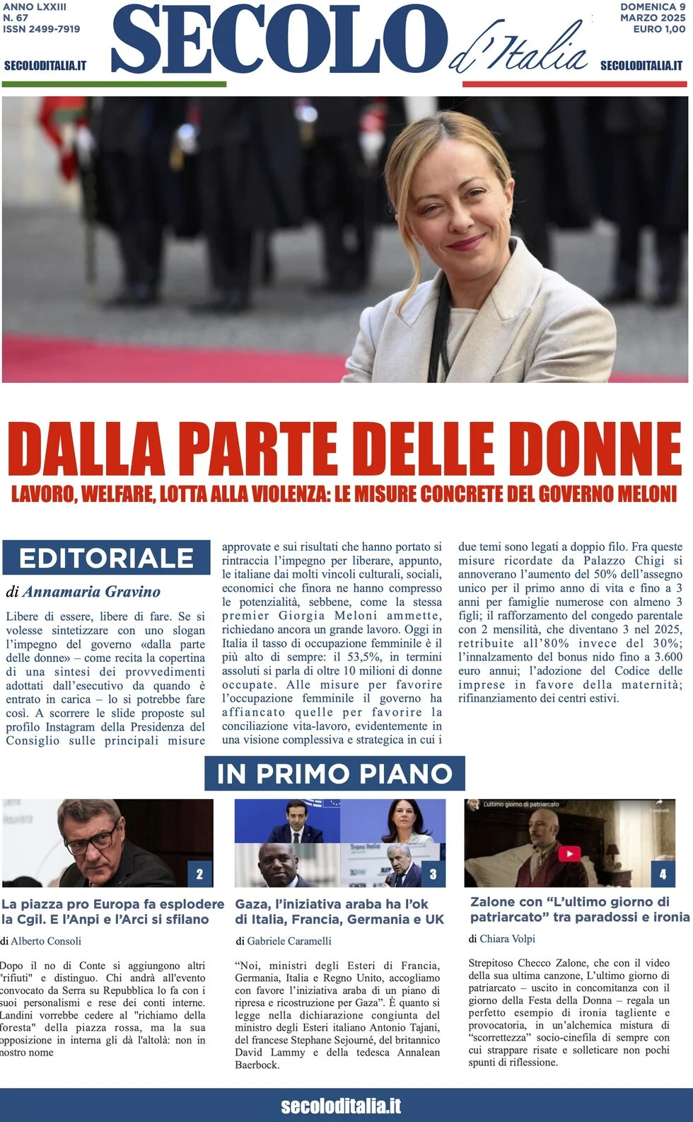 anteprima della prima pagina di secolo-ditalia del 09/03/2025