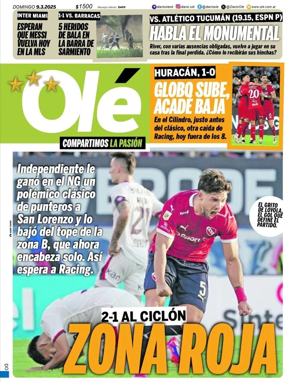 anteprima della prima pagina di ol del 09/03/2025