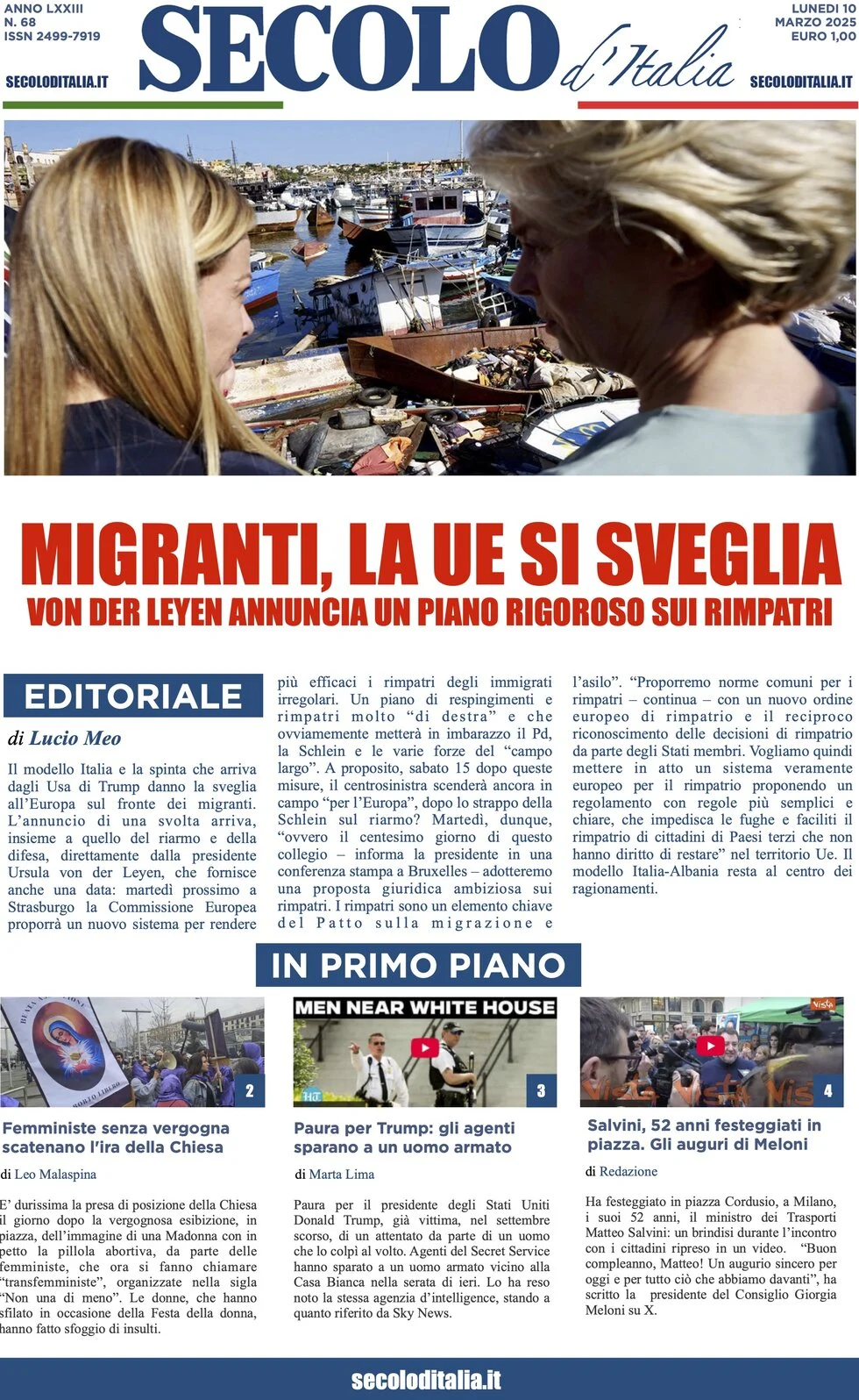 anteprima della prima pagina di secolo-ditalia del 10/03/2025