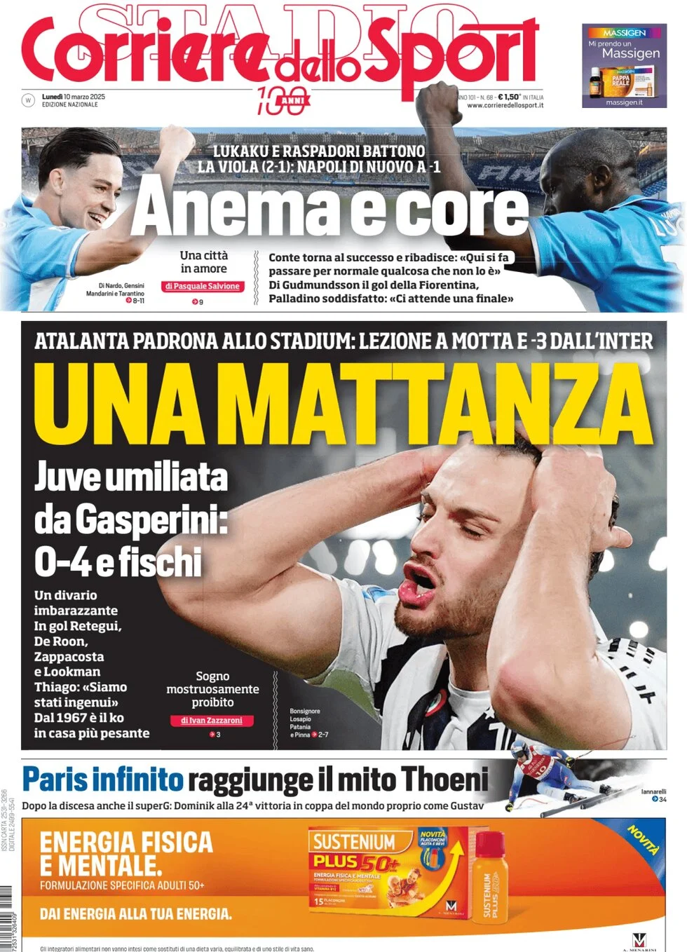 anteprima della prima pagina di corriere-dello-sport del 10/03/2025