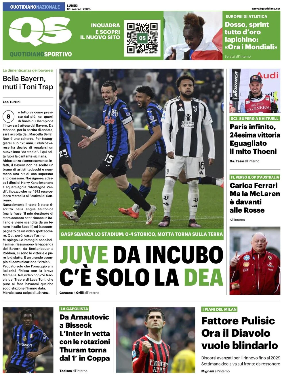 anteprima della prima pagina di qs-quotidiano-sportivo del 10/03/2025
