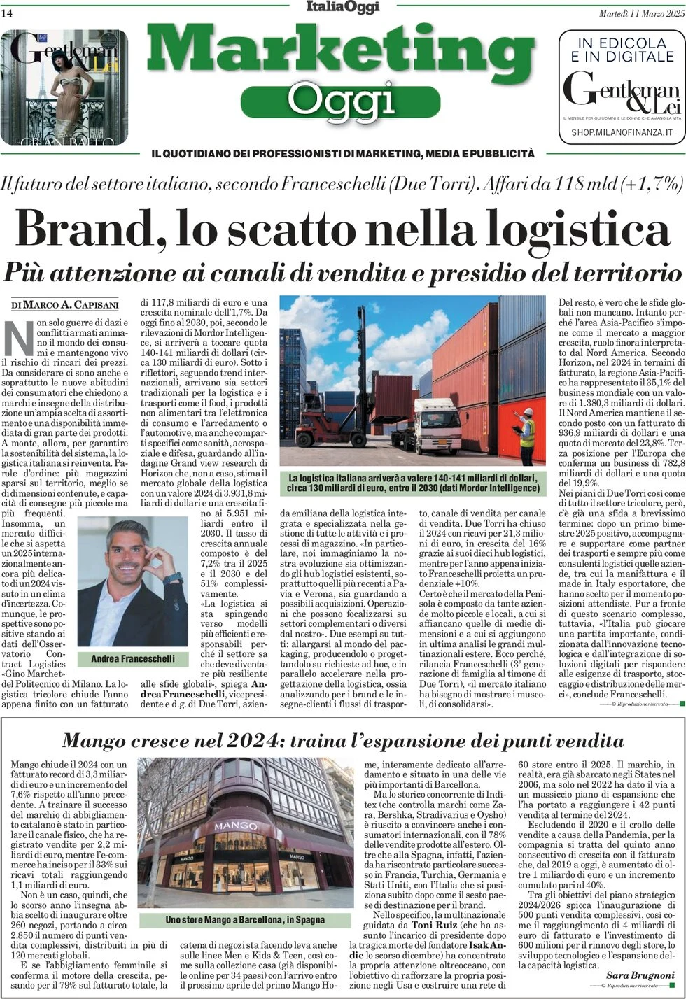 anteprima della prima pagina di marketing-oggi del 11/03/2025