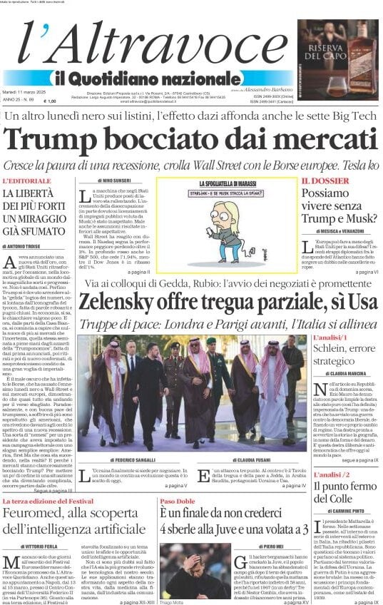 anteprima della prima pagina di il-quotidiano-del-sud-laltravoce del 11/03/2025