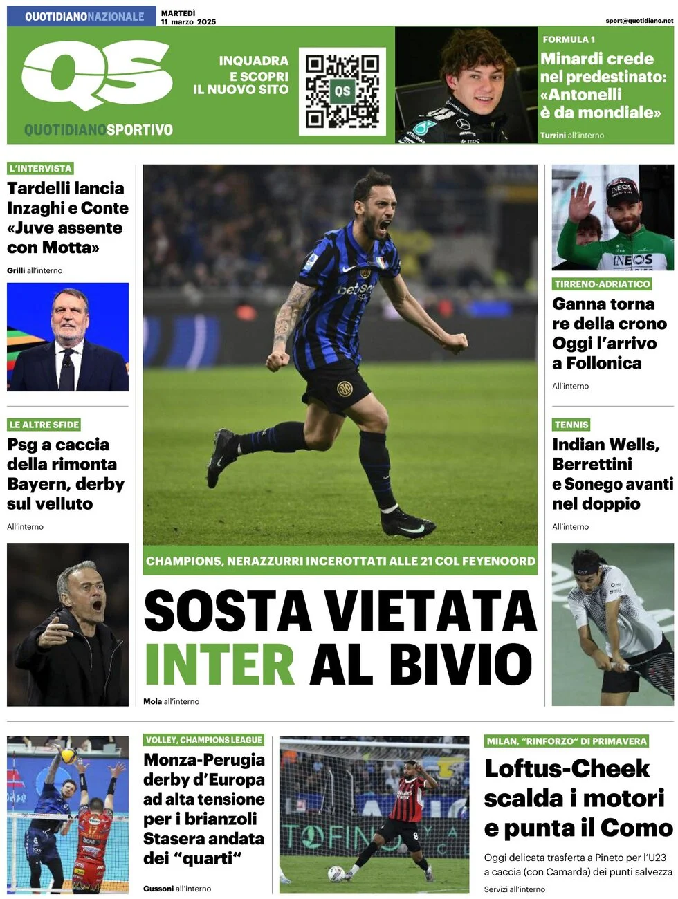 anteprima della prima pagina di qs-quotidiano-sportivo del 11/03/2025