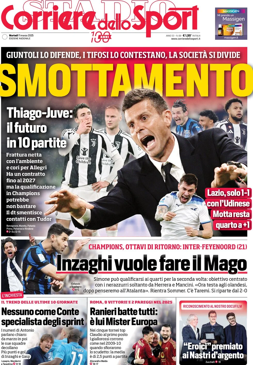 anteprima della prima pagina di corriere-dello-sport del 11/03/2025