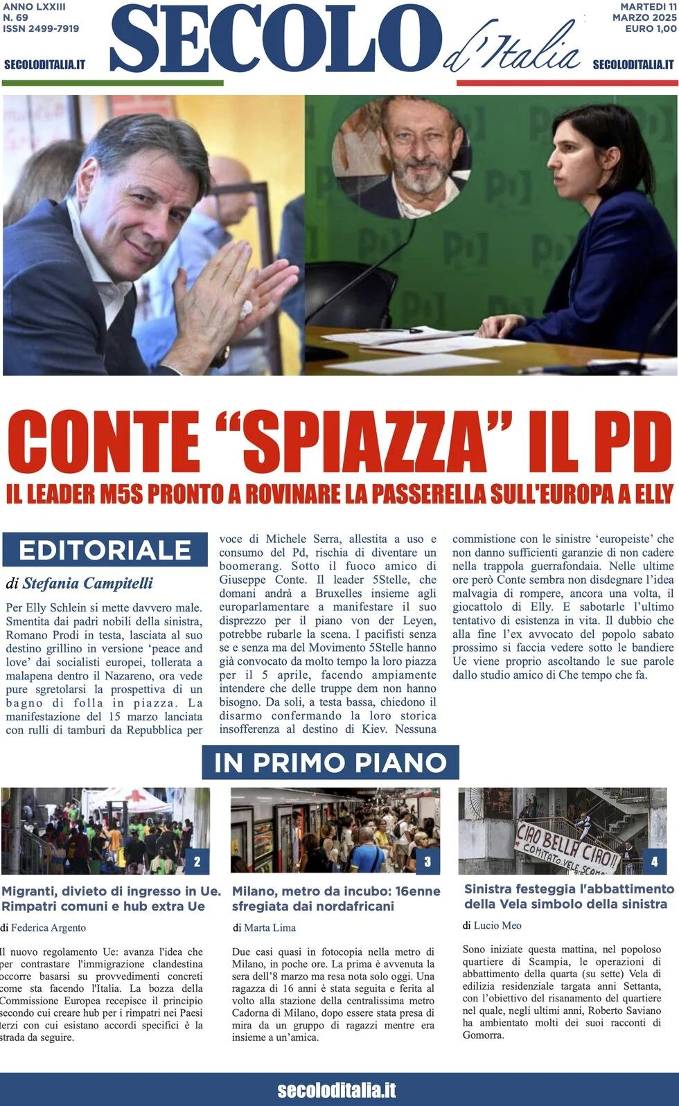 anteprima della prima pagina di secolo-ditalia del 11/03/2025