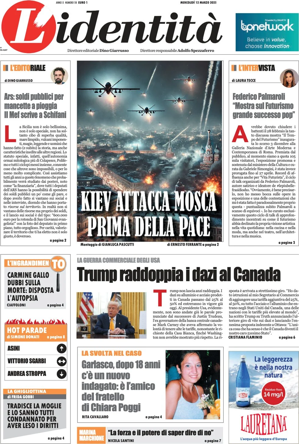 anteprima della prima pagina di lidentit del 11/03/2025