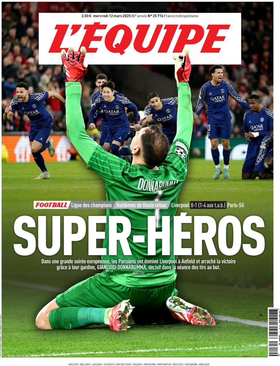 anteprima della prima pagina di lequipe del 12/03/2025