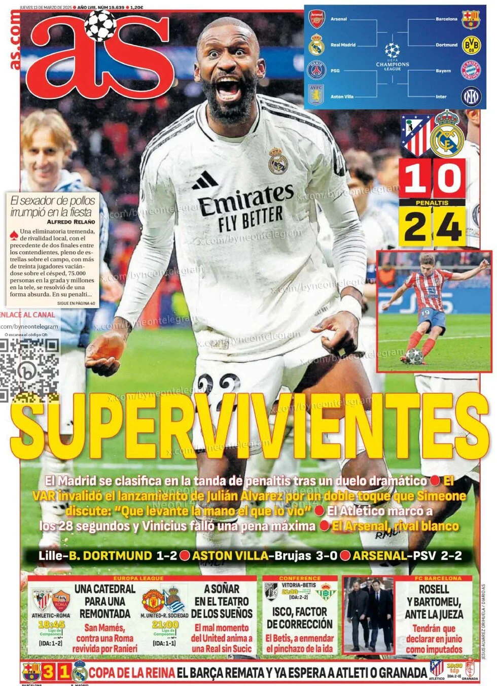 anteprima della prima pagina di as-madrid del 13/03/2025