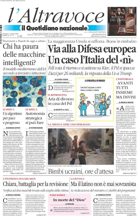 anteprima della prima pagina di il-quotidiano-del-sud-laltravoce del 13/03/2025